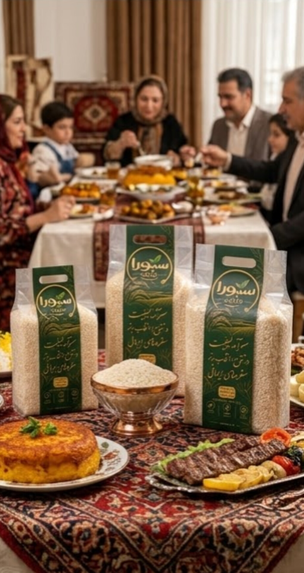 برنج هاشمی دانه بلند درجه دو وکیوم شده سبورامارکت در سه وزن متفاوت